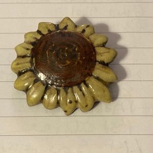 Ceramic sunflower pin